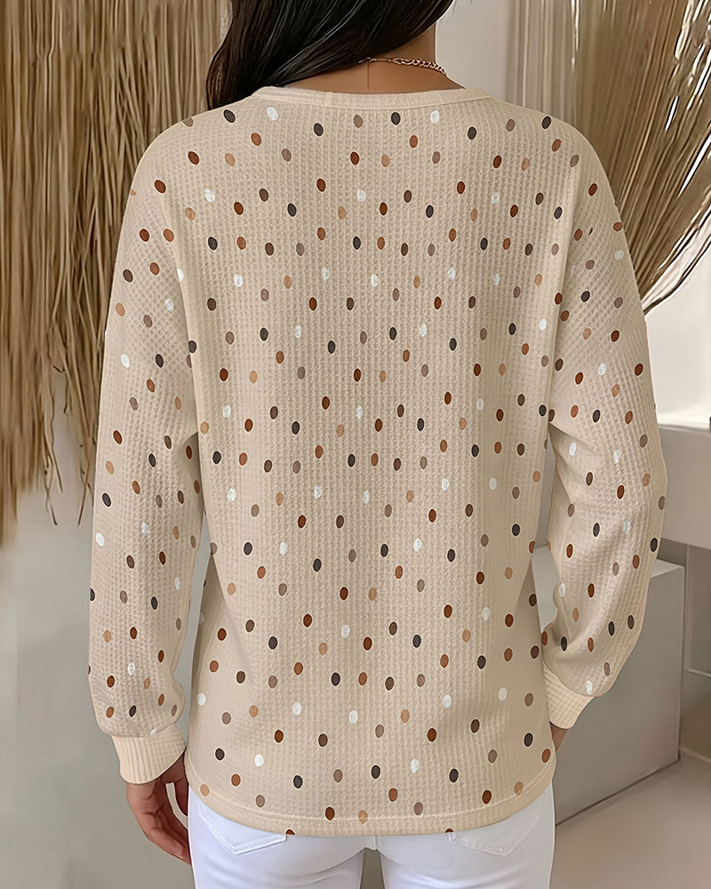 Crew Neck Polka Dot Sweatshirt