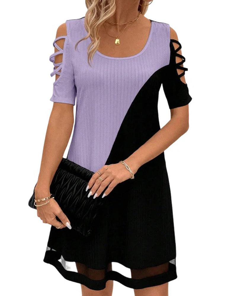 Color Block Short Sleeve Dress