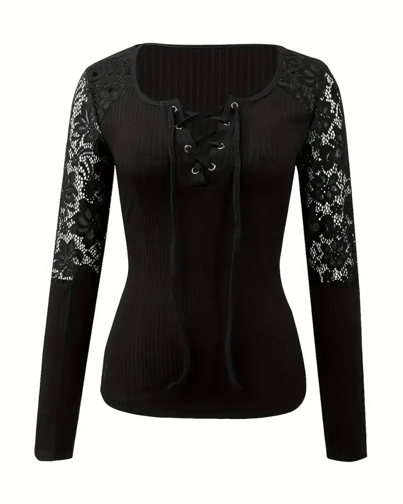Tie-Neck Knit Blouse