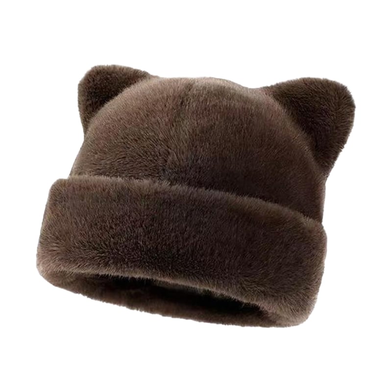 Leopard Print Plush Cat Ear Hat