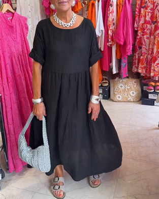 Pleated Casual Solid Dress