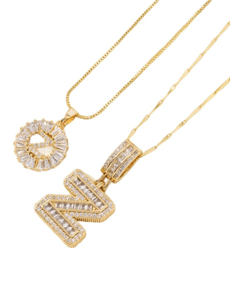 Initial Letter Pendant Necklaces -2 Pack