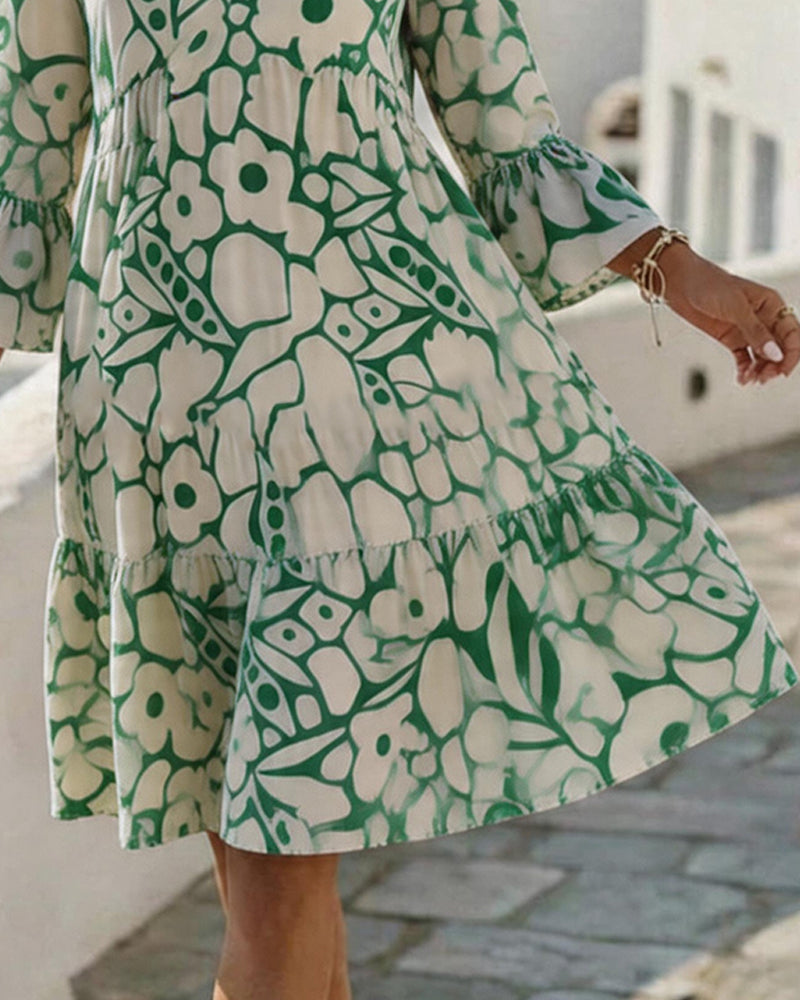 Printed V-Neck Dress