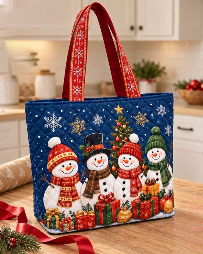 Christmas Tree Snowman Tote Bag