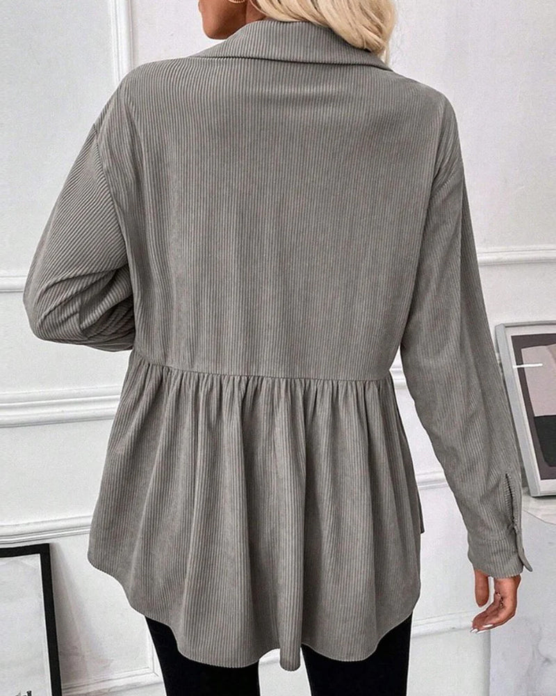 Pocket Corduroy Buttoned Top