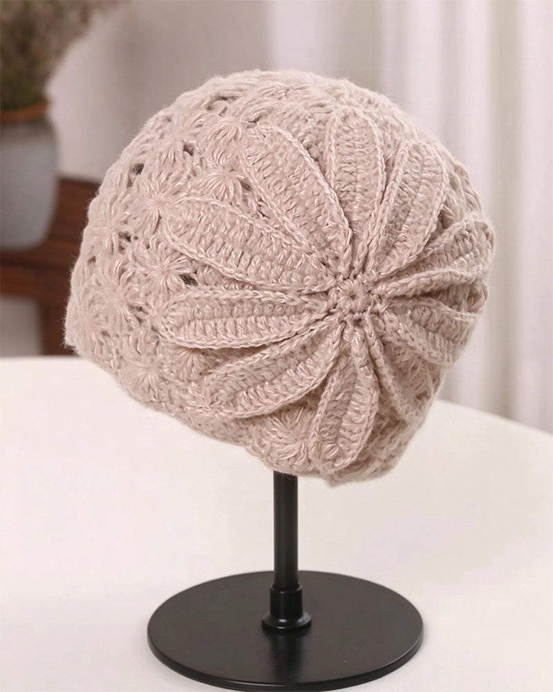 Handmade Crochet Floral Knit Beanie