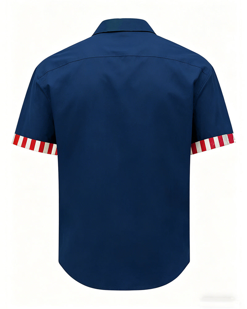 Stars And Stripes Print Short Sleeve Shirt