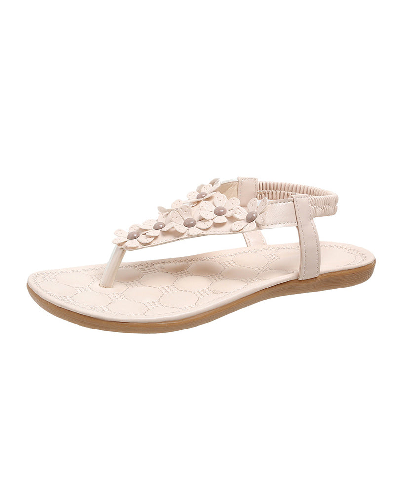 Beach Sandals with 3D Flowers