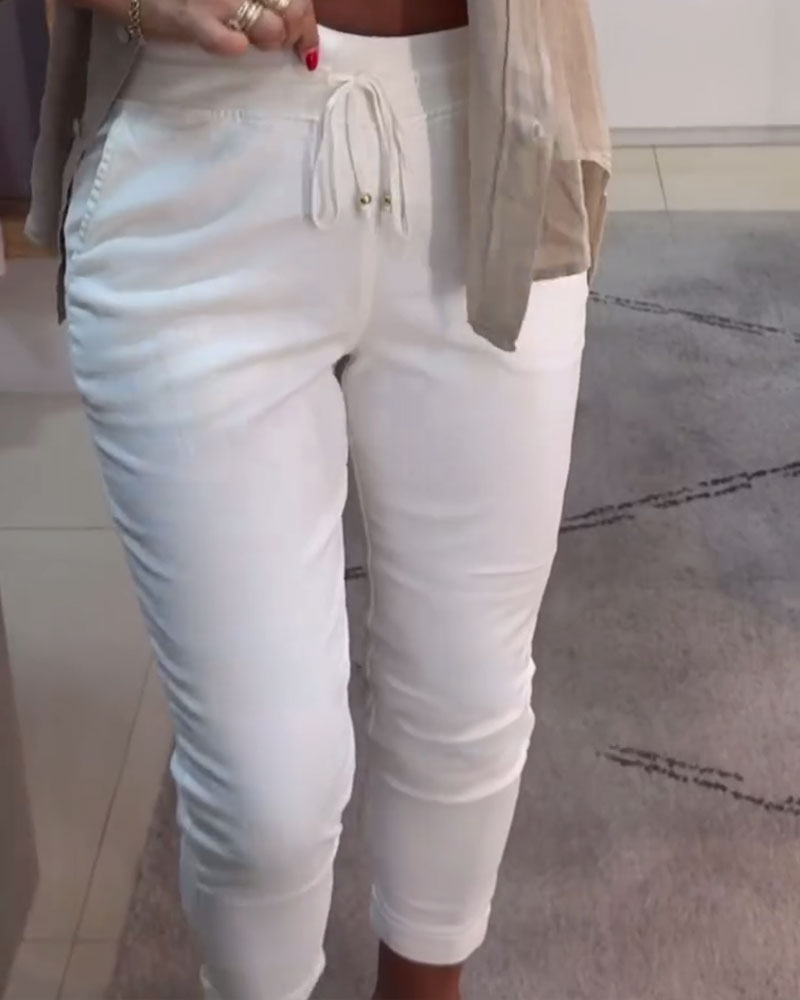Aumora Drawstring Casual Pencil Pants