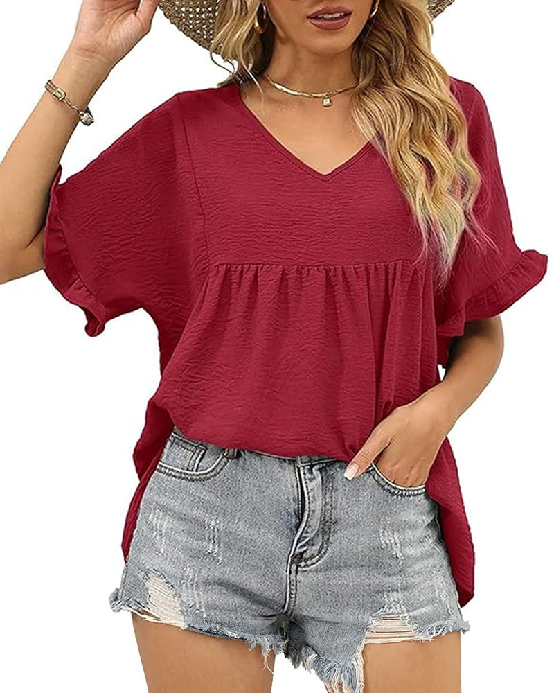 Casual Ruffle Loose Fit Blouse