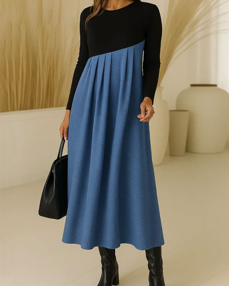 Round Neck Color Block Dress