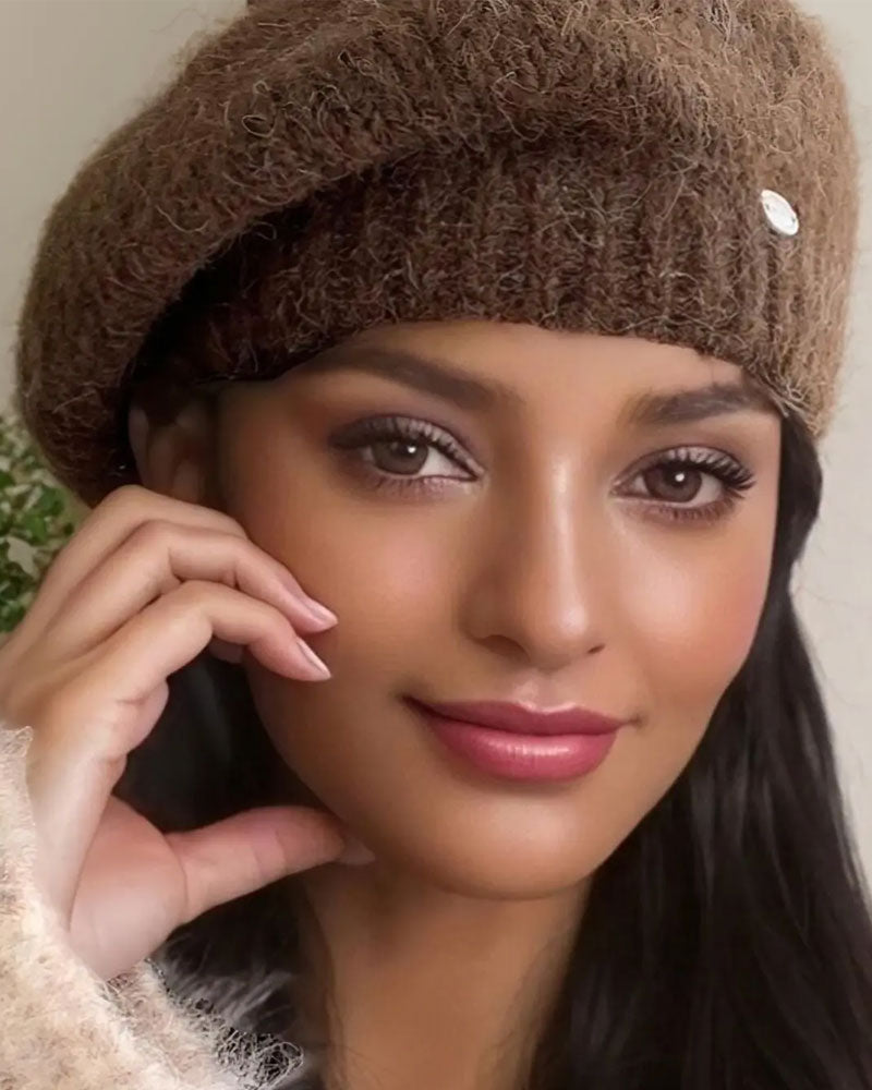 Women Plain Knit Beret Beanie