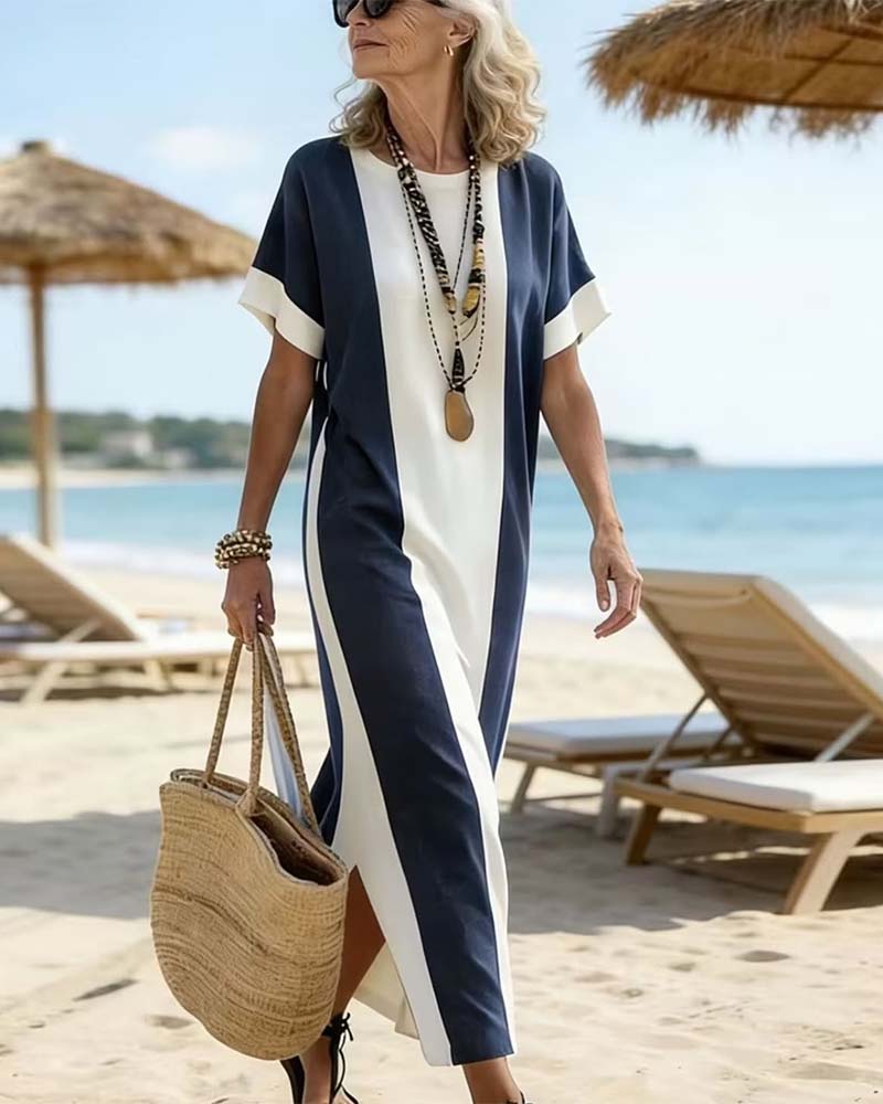Side Slit Vertical Stripe Dress