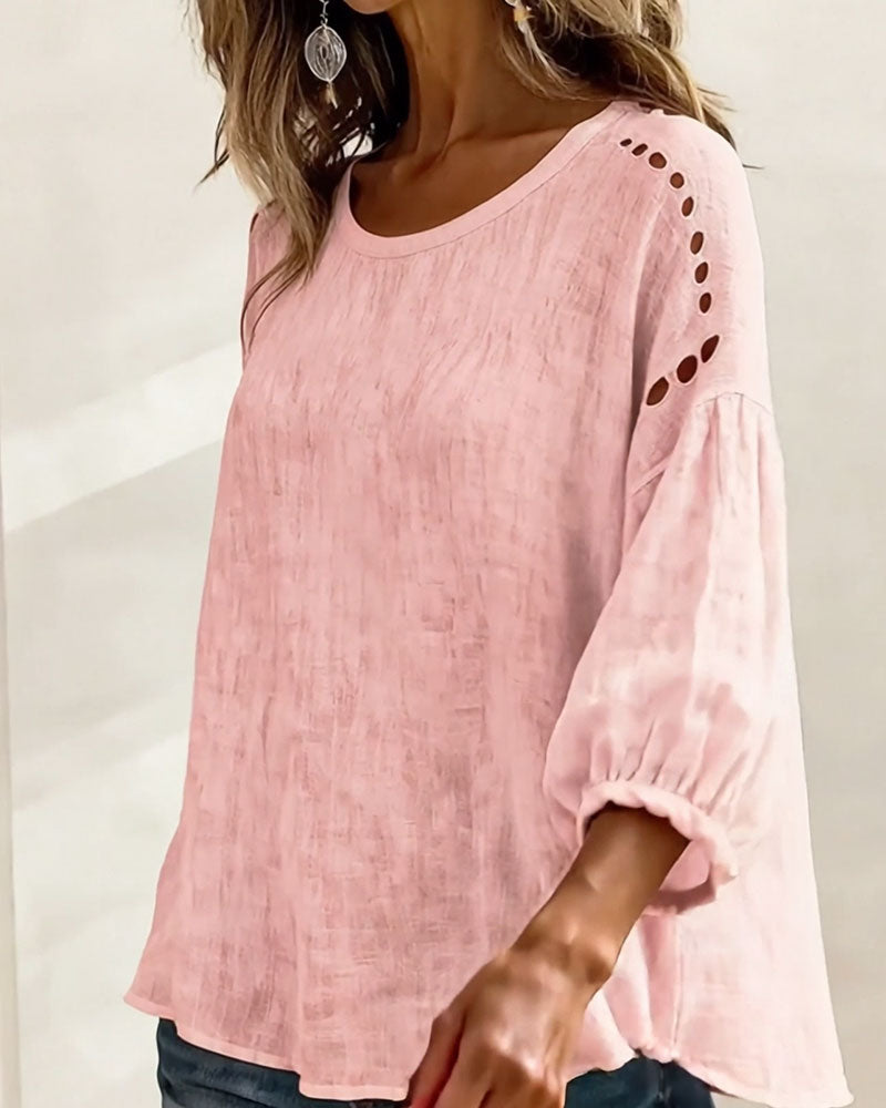 Hollow 100% Cotton  Blouse