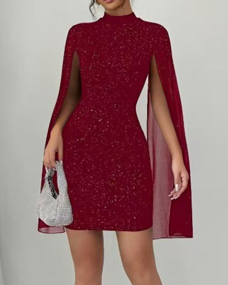 Elegant Chiffon Cape Bodycon Dress