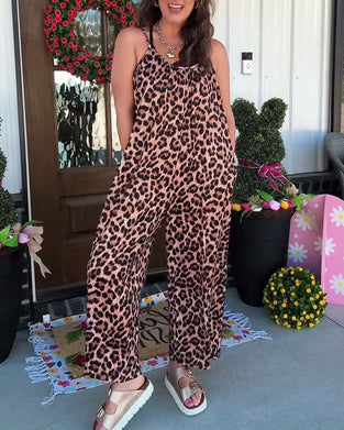 Leopard Print Strappy Jumpsuit