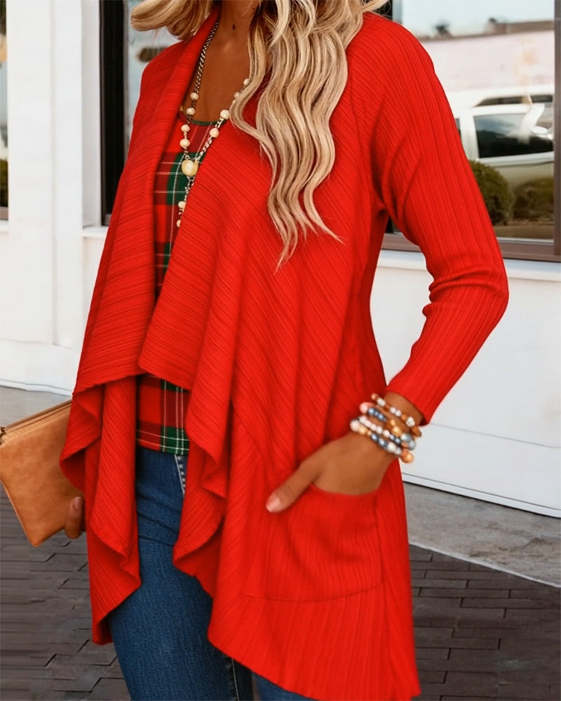 Ruffled Plaid Patchwork Faux Two-Piece Top