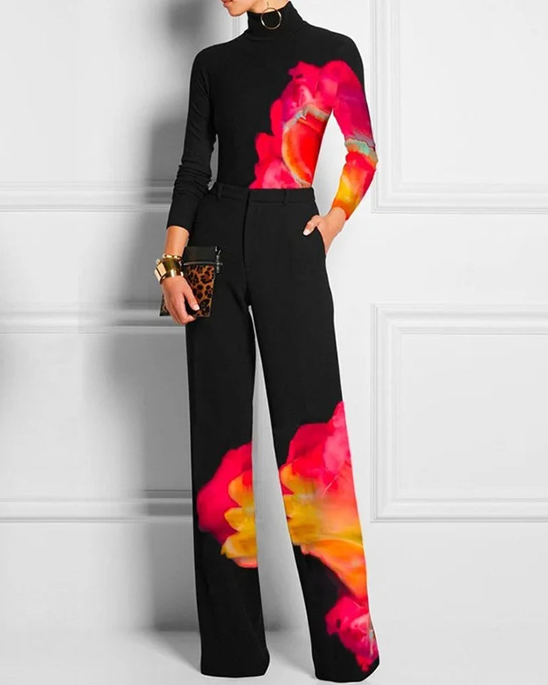 High Neck Long Sleeve Skinny T-shirt