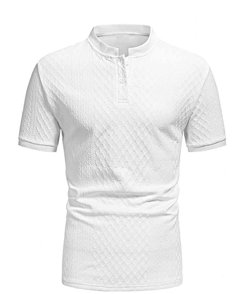 Men's Jacquard Stand Collar T-Shirt