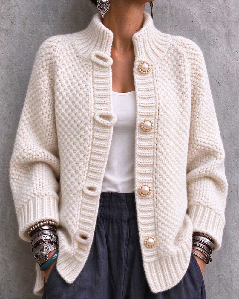 Pearl Button Chunky Knit Cardigan