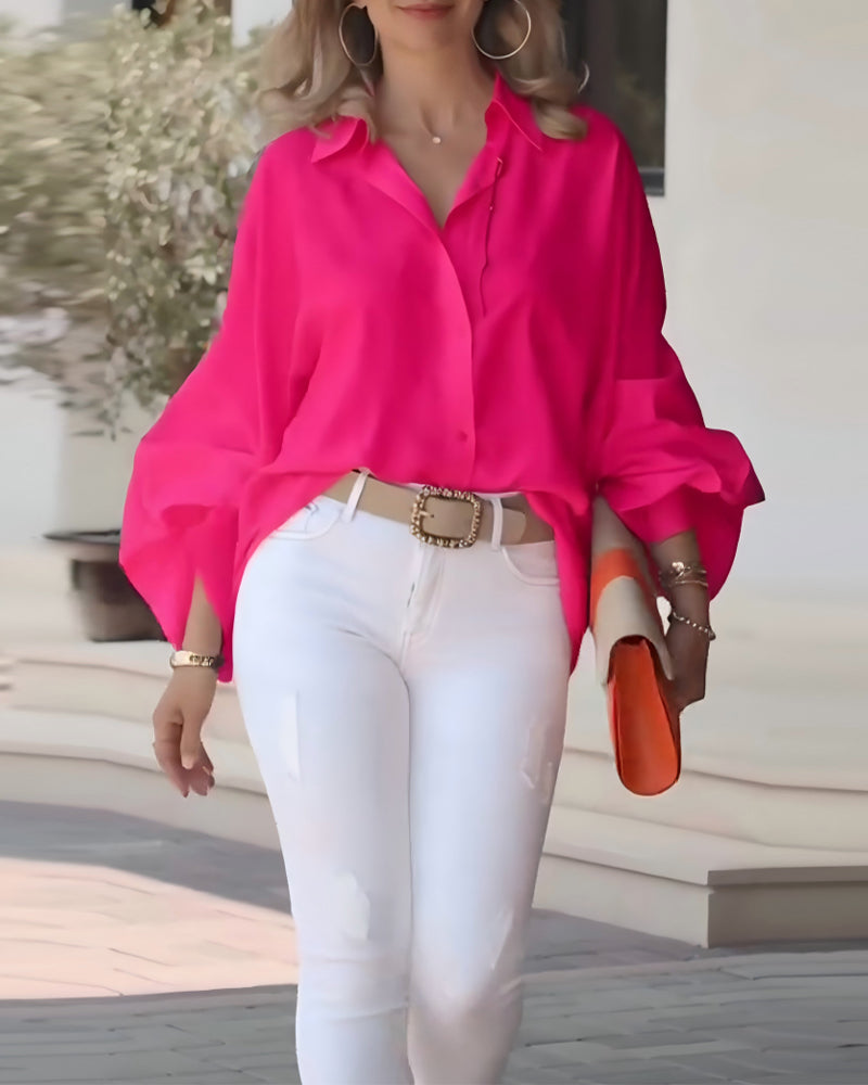 Puff Sleeve Elegant Collared Shirt