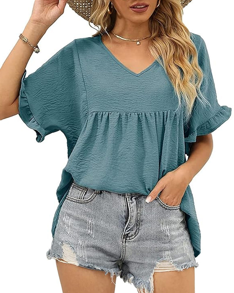Casual Ruffle Loose Fit Blouse