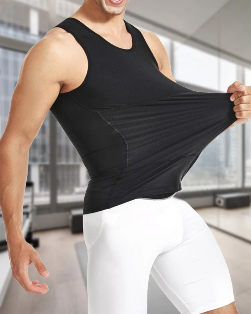 Men's abdominal tight fit solid color vest