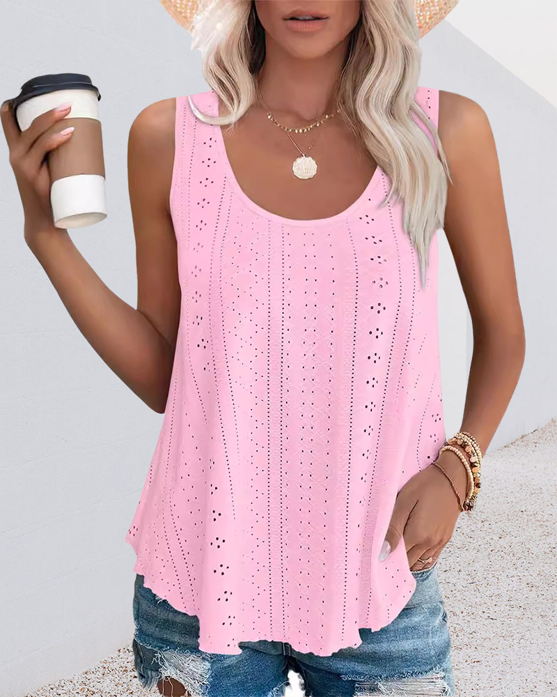 Round Neck Loose Sleeveless Tank Top