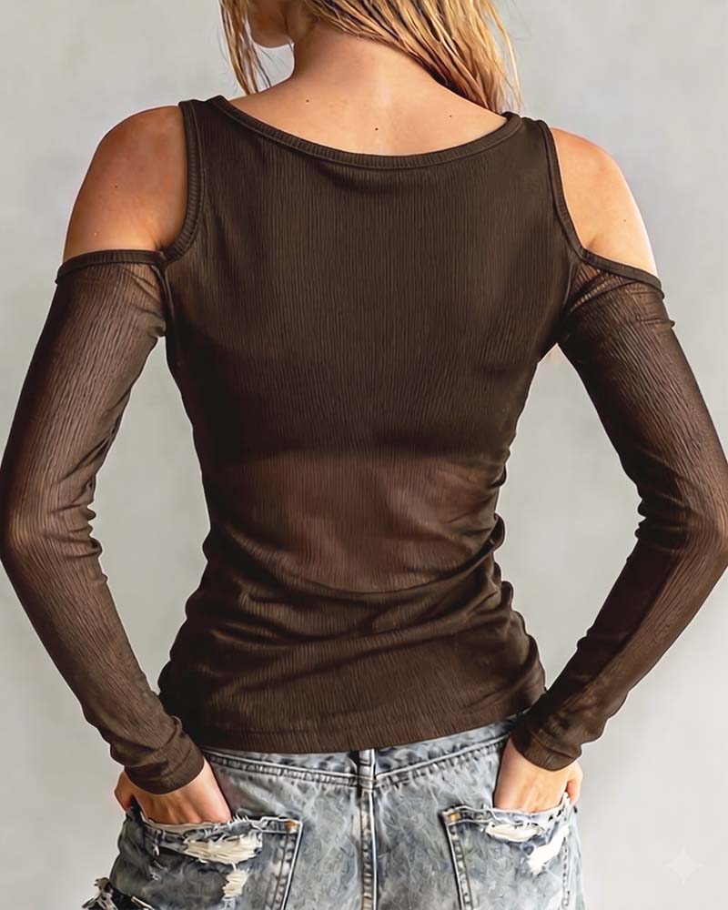 Crisscross V-Neck Off-Shoulder Blouse