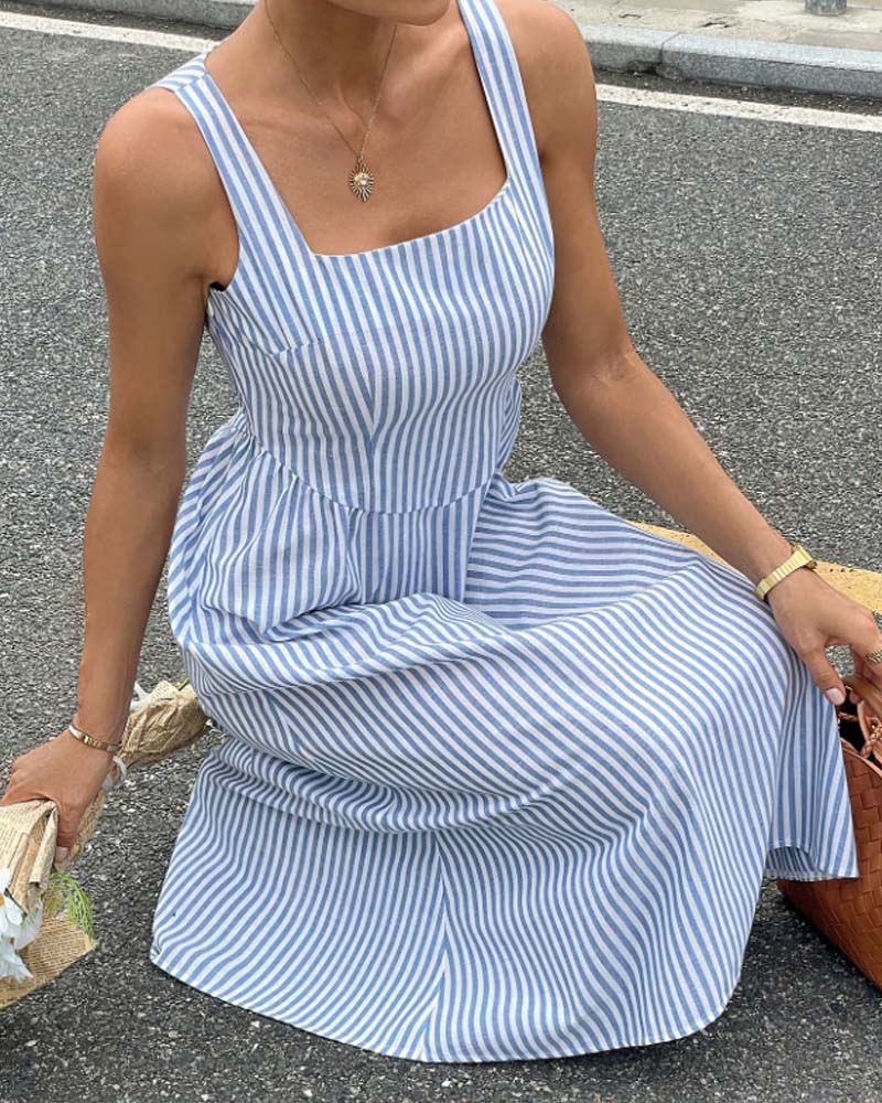 Sleeveless Striped A-Line Dress
