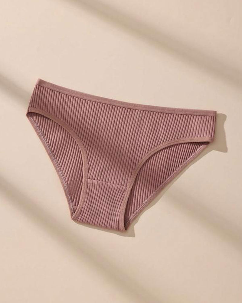 Ladies'  Breathable Vertical Striped Texture Feel Comfortable Fashionable Mid-Waist Brief