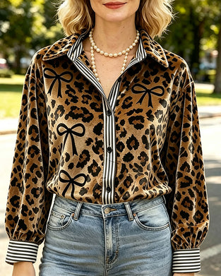 Leopard Print Bow Blouse