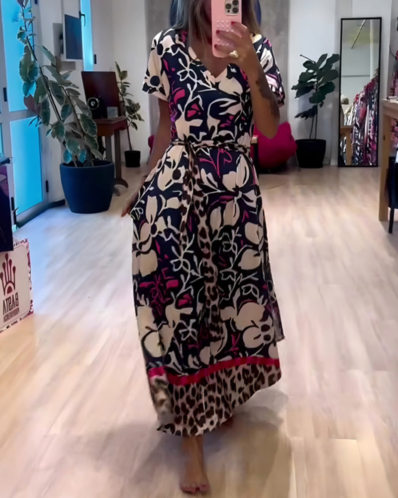 V-Neck Tie-Waist Holiday Dress