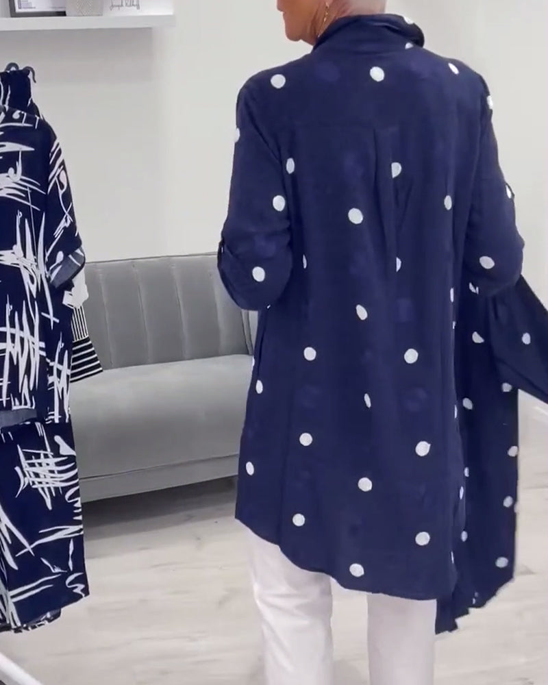 Casual dot print lapel shirt
