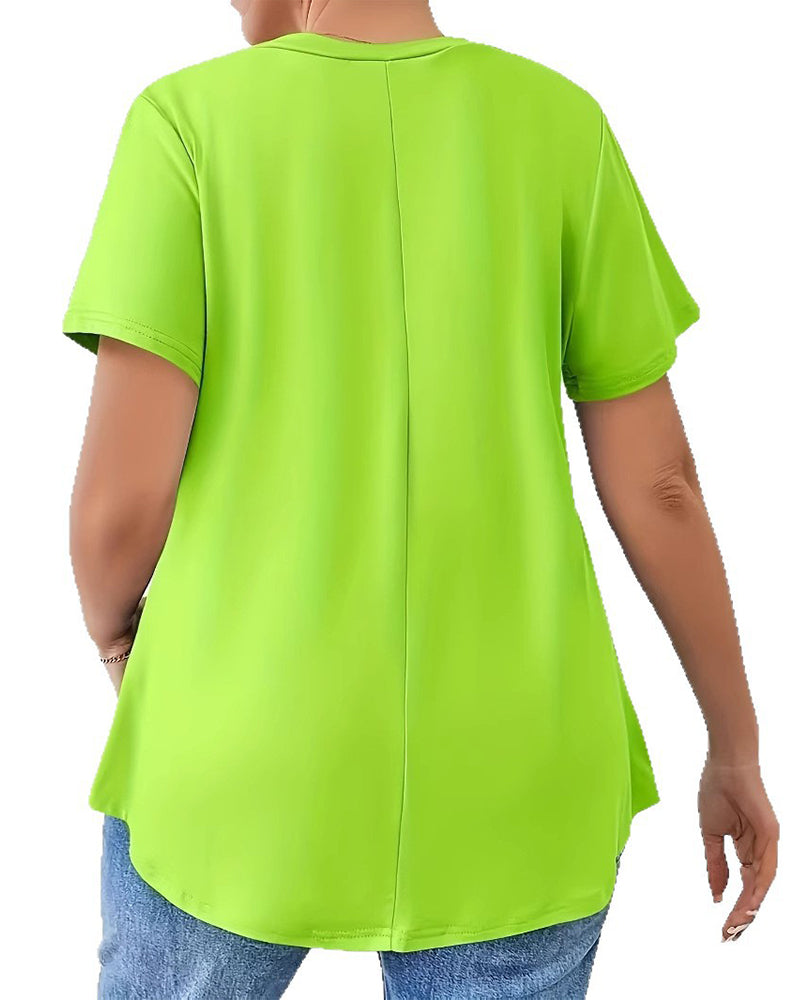 Solid Short Sleeve Crisscross Strap T-Shirt