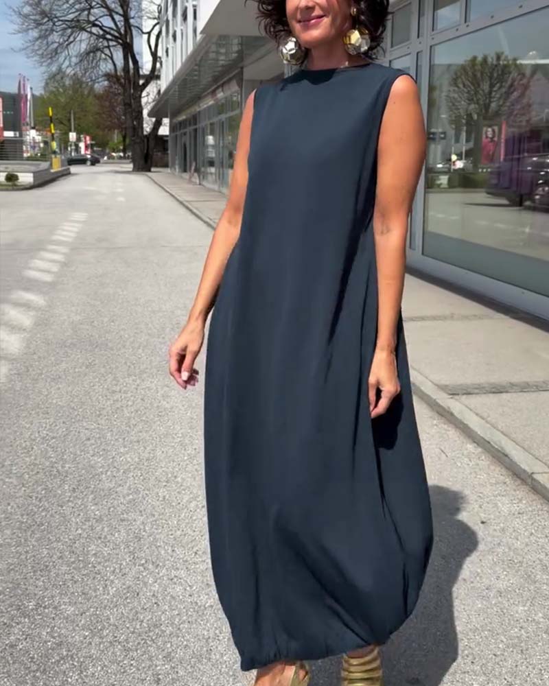 Mock Neck Sleeveless Loose Dress