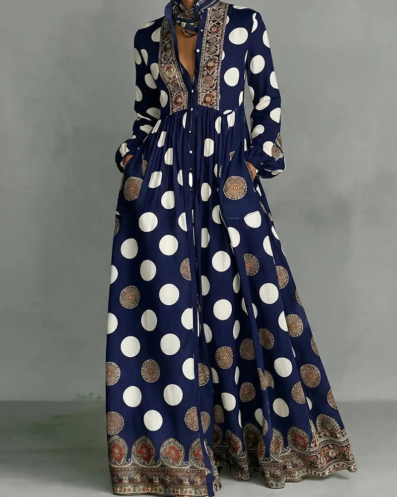 Stylish Large Polka Dot Full Skirt Dress