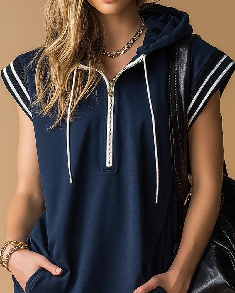 Hooded Zipper Sport Contrast Dress