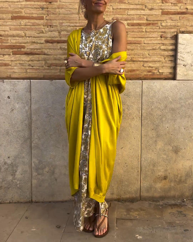 Vintage print elegant two piece suit