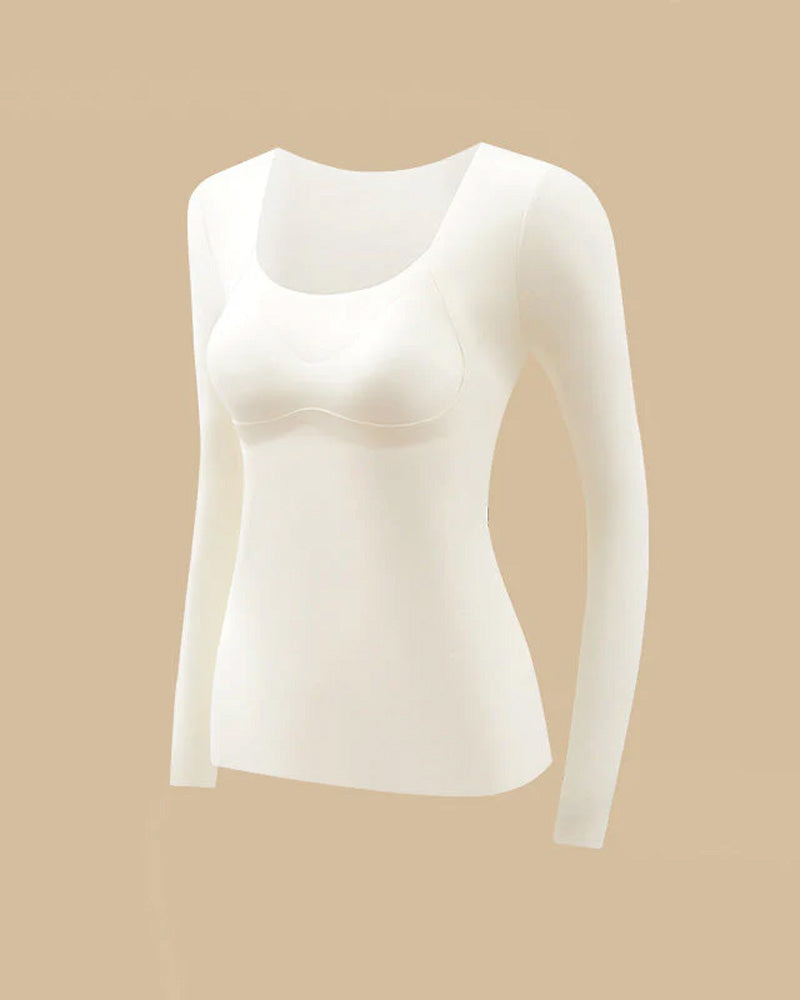 Women's Seamless Thermal Top with Built-in Bra