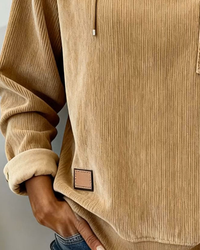 Solid Color Pocket Design Hoodie