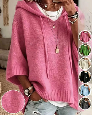 Hooded Relaxed Stylish Knit Pullover