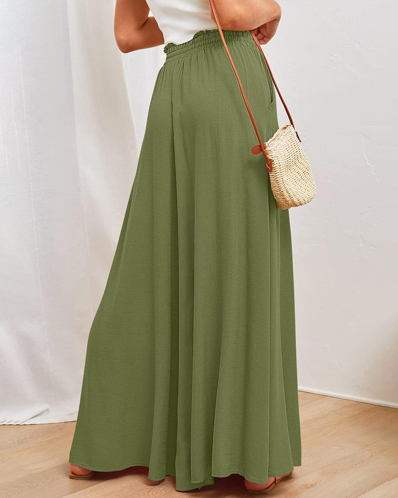Drawstring Casual Wide-Leg Pants