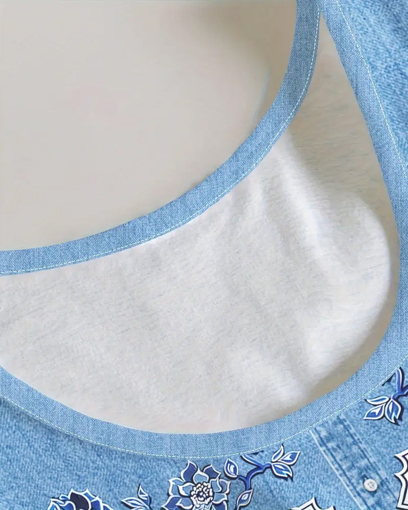 Sleeveless Imitation Denim Dress