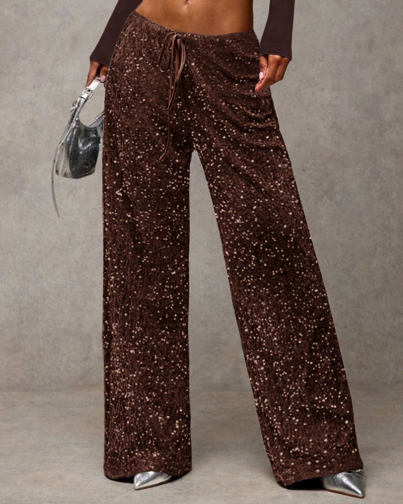 Fashionable Drawstring Straight-Leg Pants
