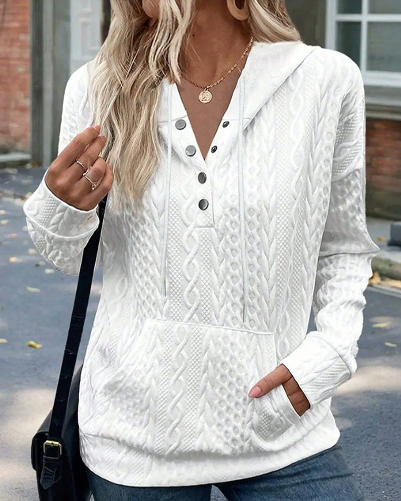 Button Pocket Casual Hoodie