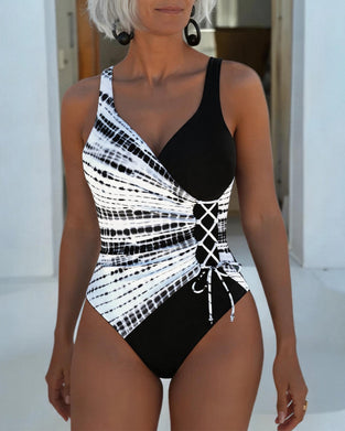Asymmetrical Cross Dye One Piece