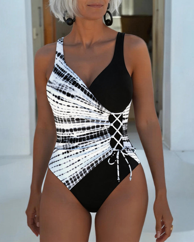 Asymmetrical Cross Dye One Piece