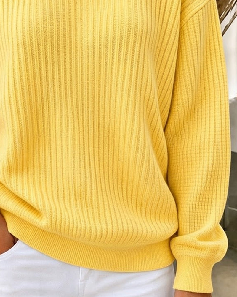 Casual Solid Long Sleeve Sweatshirt