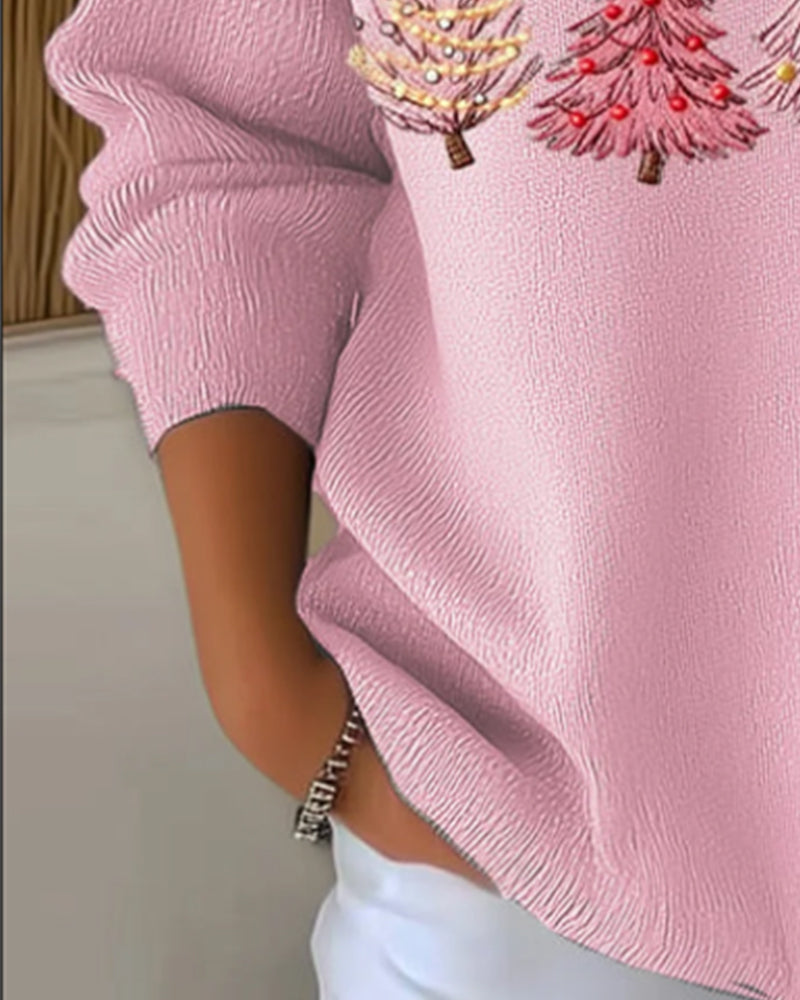 V-Neck Pullover Long-Sleeved Sweater